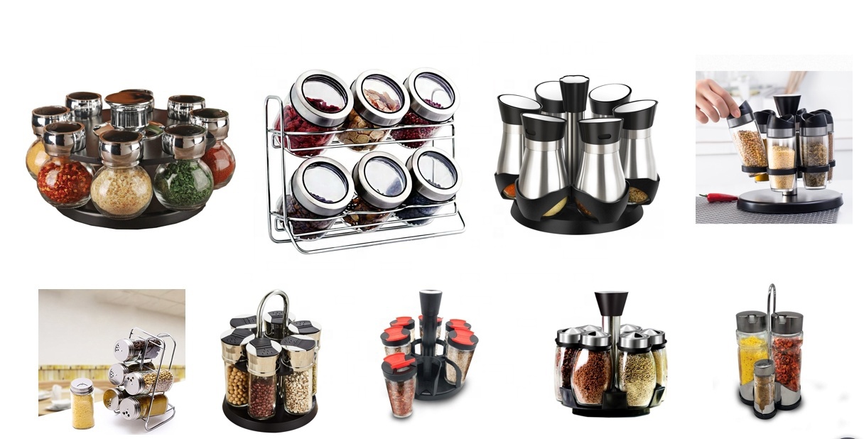 Best selling 12 16 spice jars rotating spice rack set