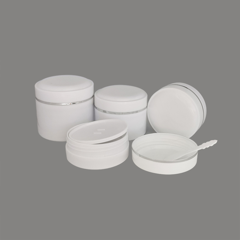Best selling cosmetic container 100ml 200ml 4oz 250ml white pp plastic cream jar with silver edge