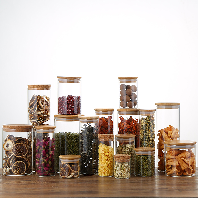 Best selling hot chinese products High borosilicate moistureproof bamboo cork sealed storage tank