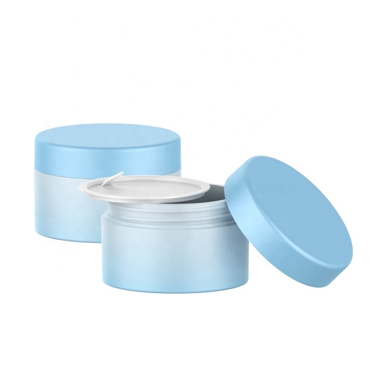 Best selling luxury blue color round PETG empty cosmetic jars