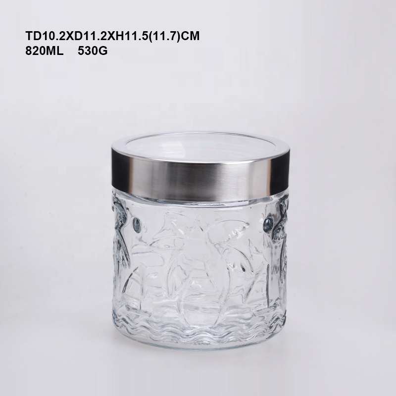 Best selling round glass storage jars with plastic window lid