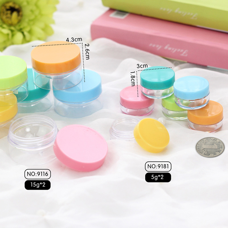 Best selling simple design colorful 2pcs empty cosmetic cream plastic jar