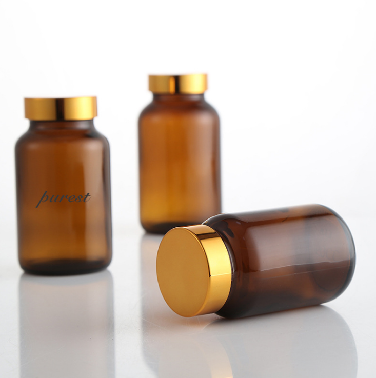 Best wide mouth customizable sample tablet glass bottle capsule container pill bottle