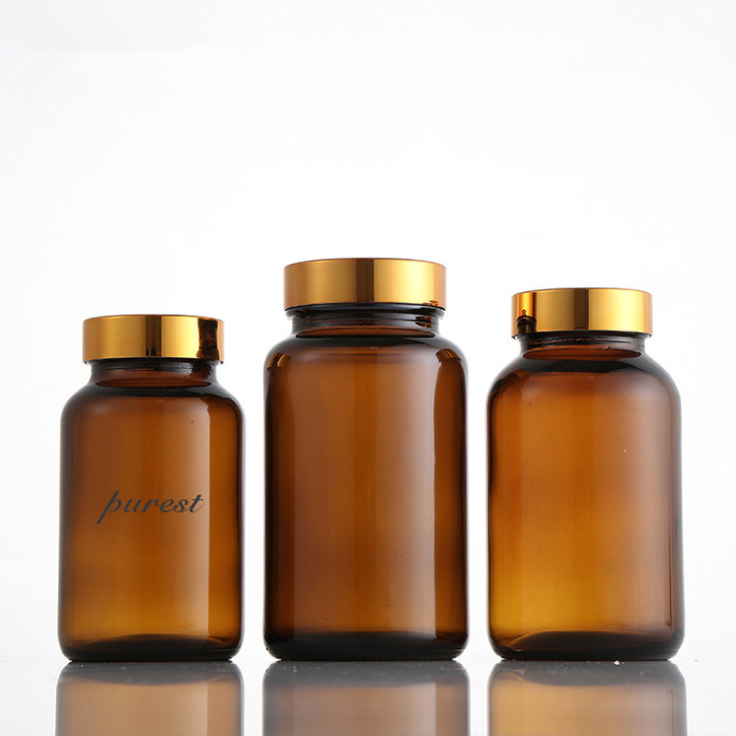 Best wide mouth customizable sample tablet glass bottle capsule container pill bottle