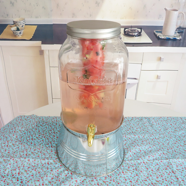 Beverage Dispenser 2 Gallon Mason Jar with Ice Bucket Stand