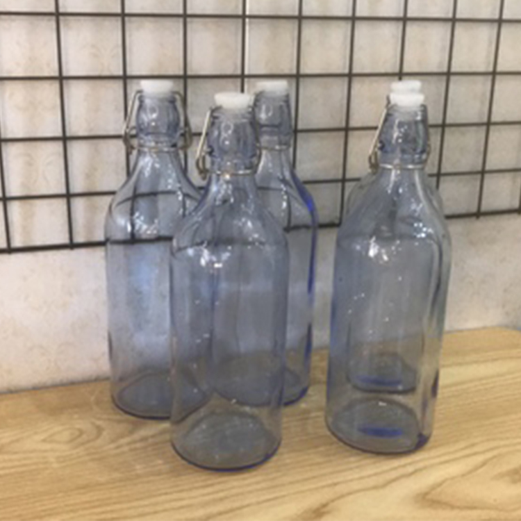 Beverage Swing Top Glass Bottles 16oz 32oz Clear Giara Flip Top Water Bottless With Stopper Caps wholesale