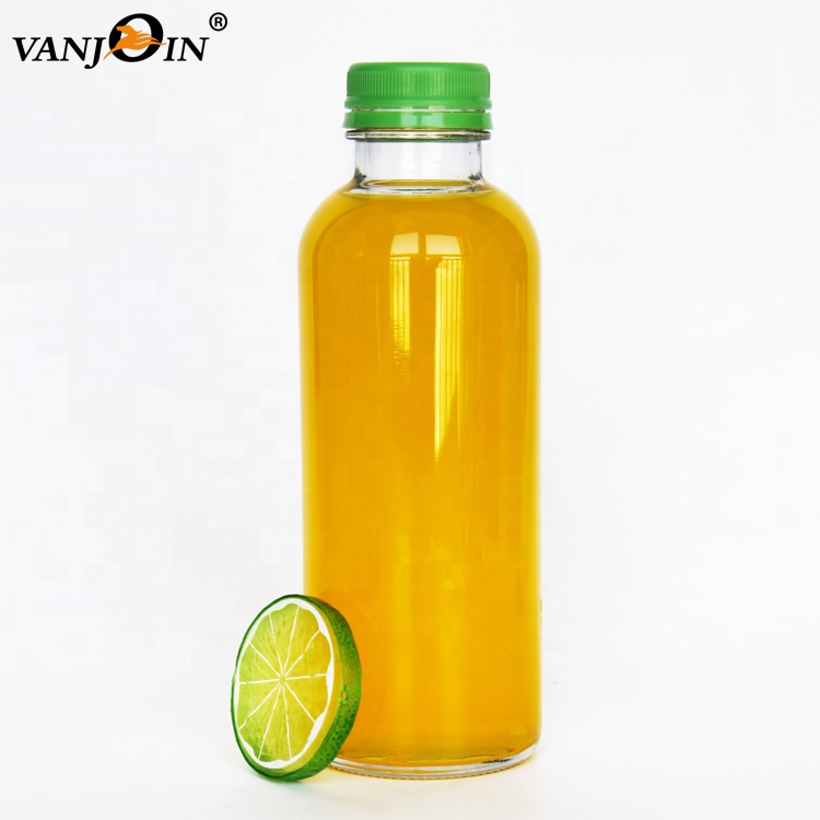 Beverage Use Empty 16oz Round Kombucha Glass Bottle With Tamper Evident Cap For Bubble Tea Smoothies