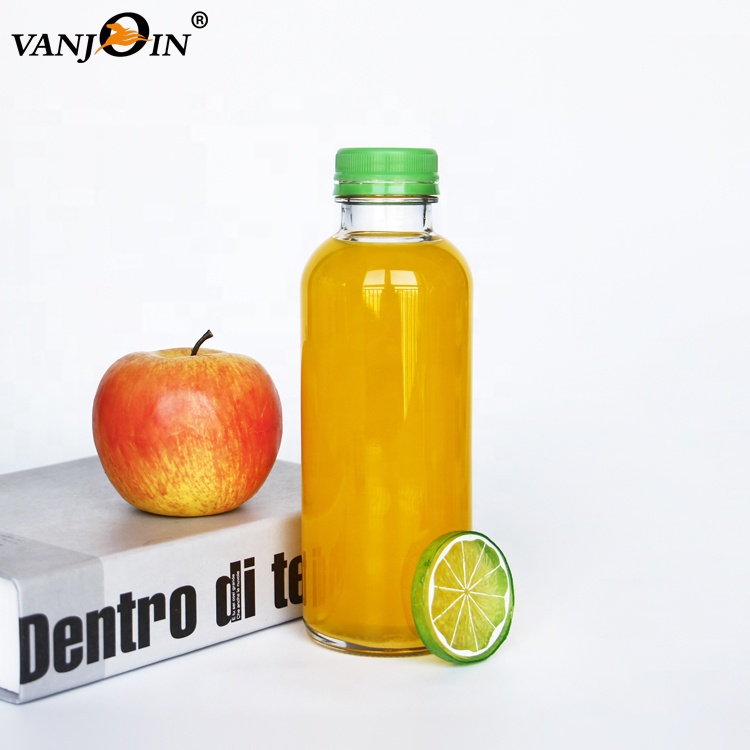 Beverage Use Empty 16oz Round Kombucha Glass Bottle With Tamper Evident Cap For Bubble Tea Smoothies