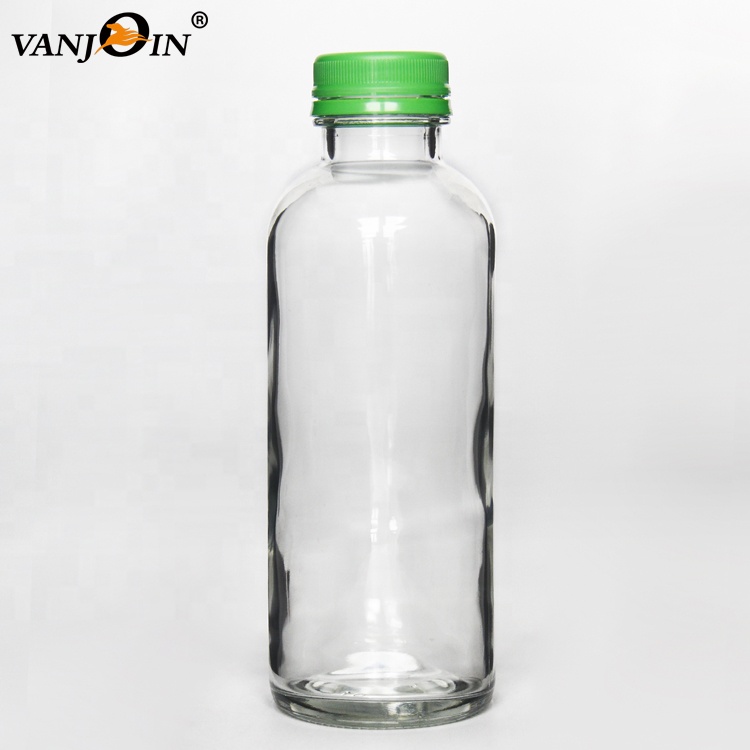 Beverage Use Empty 16oz Round Kombucha Glass Bottle With Tamper Evident Cap For Bubble Tea Smoothies