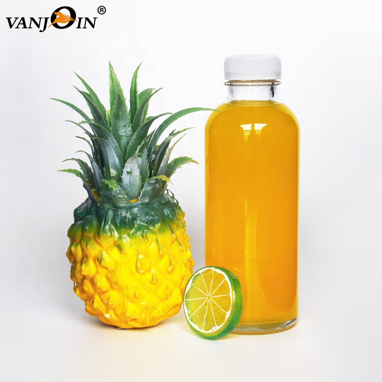 Beverage Use Empty 16oz Round Kombucha Glass Bottle With Tamper Evident Cap For Bubble Tea Smoothies