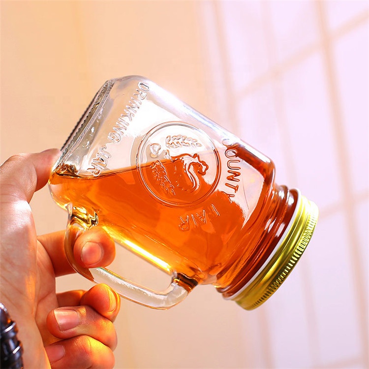 Beverage glass jars 16 oz with lids and straws clear rooster mason jar glass custom embossed