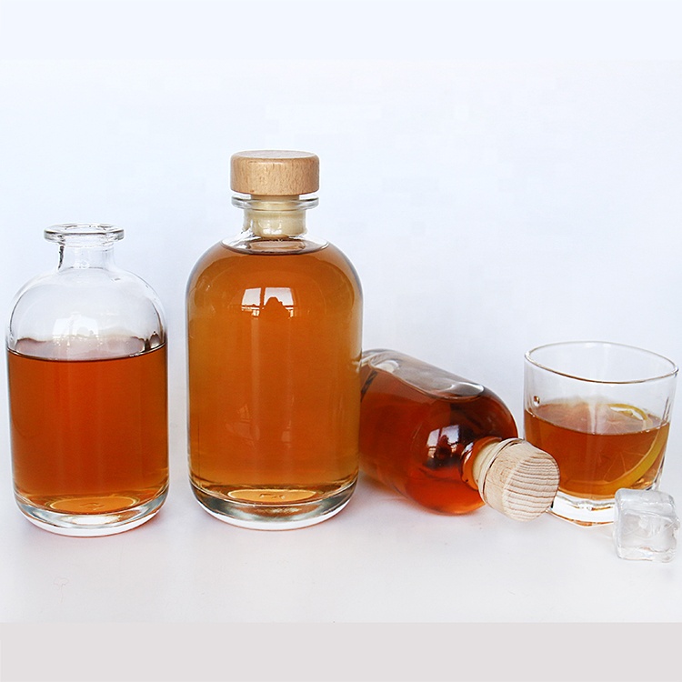 Beverage industry 250ml 500ml 8oz 16oz Juice Alcohol Glass Bottle With Wood Cork