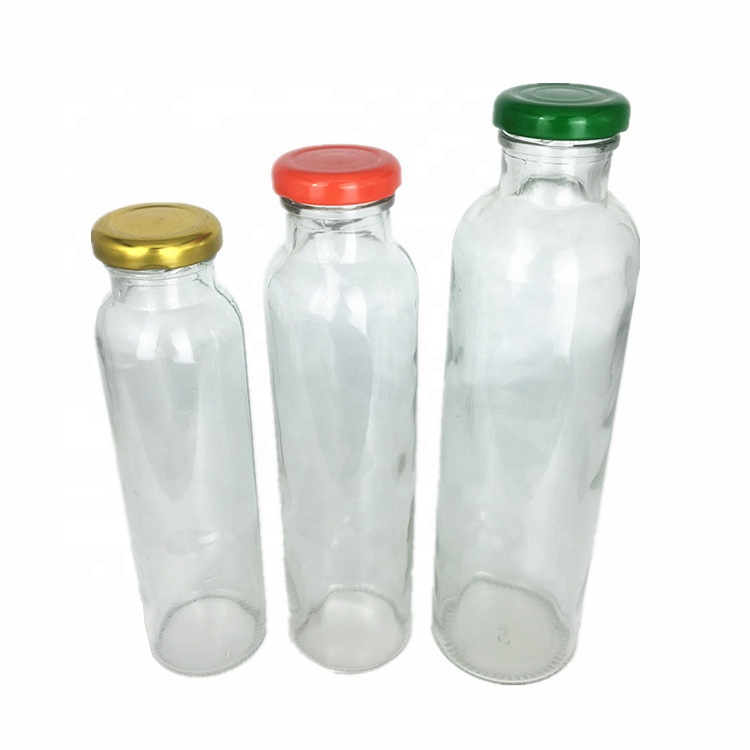 Beverage store custom round glass fresh guava juice mango juice bottle 250ml 300ml 500ml