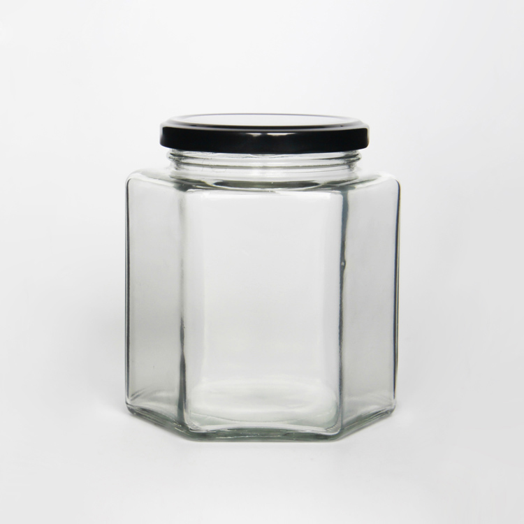 Big Container Customized 400ml Hexagon Glass Jar For Honey