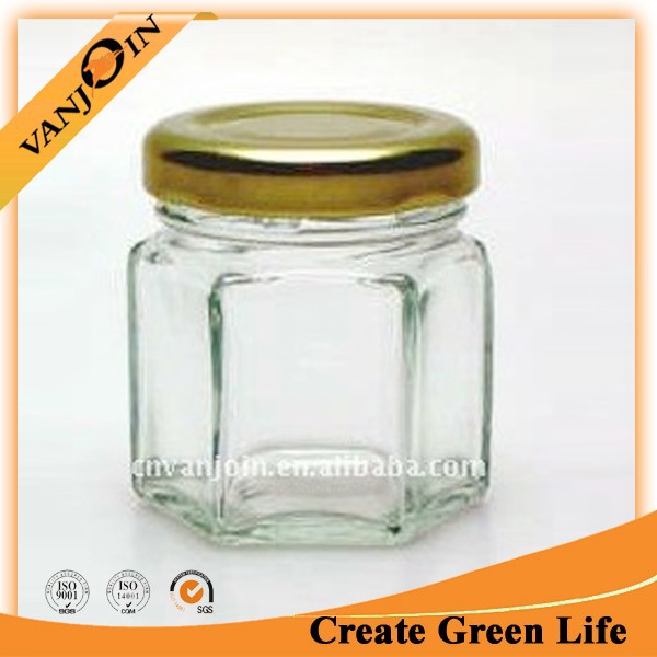 Big Container Customized 400ml Hexagon Glass Jar For Honey