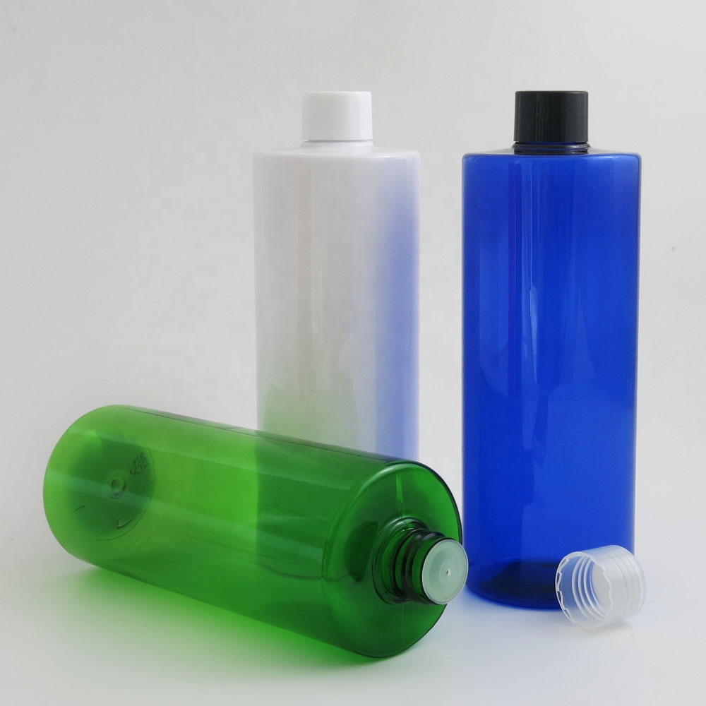Big Empty clear amber blue red green white plastic bottle 500ml PET flat shoulder straight side container 500cc