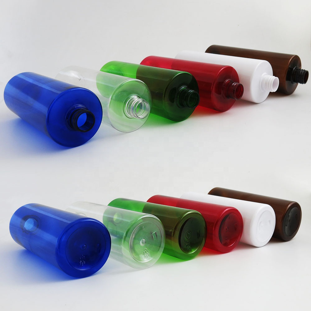 Big Empty clear amber blue red green white plastic bottle 500ml PET flat shoulder straight side container 500cc