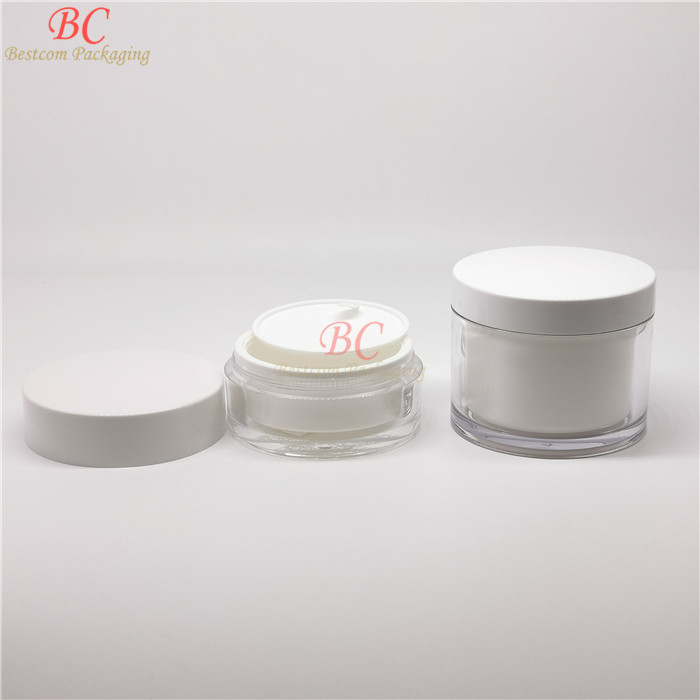 Big brands supplier luxury double-walled heavy acrylic 80g 100g 150g wide mouth cream short low profile hair gel plastic jar