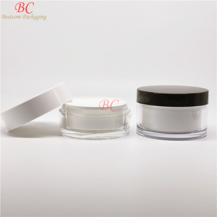 Big brands supplier luxury double-walled heavy acrylic 80g 100g 150g wide mouth cream short low profile hair gel plastic jar