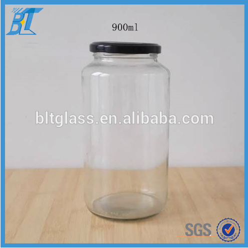 Big capacity 900ml 1000ml food grade glass pot for soy beans /nuts /grain hot sale