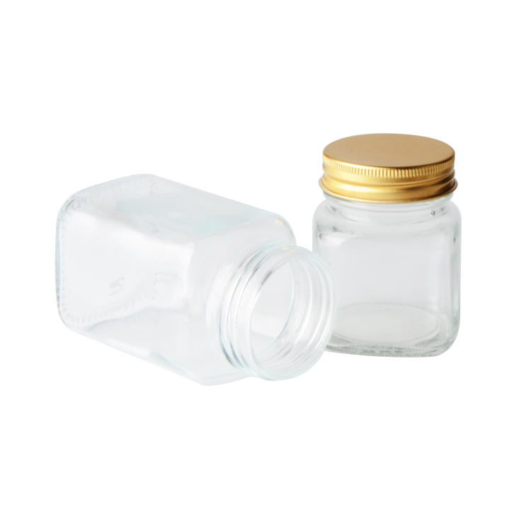 Big food nuts package storage bottle all sizel empty square glass jar with aluminum screw cap