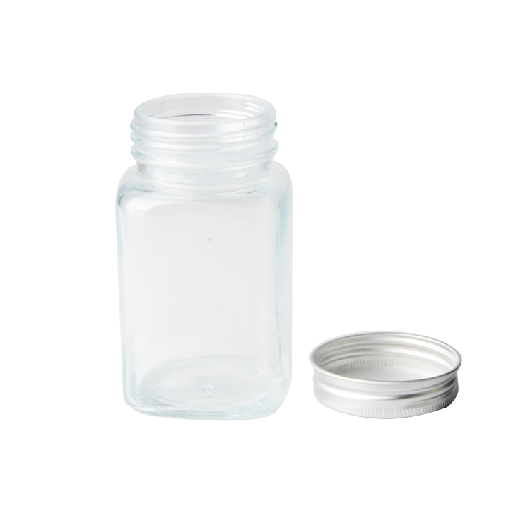 Big food nuts package storage bottle all sizel empty square glass jar with aluminum screw cap