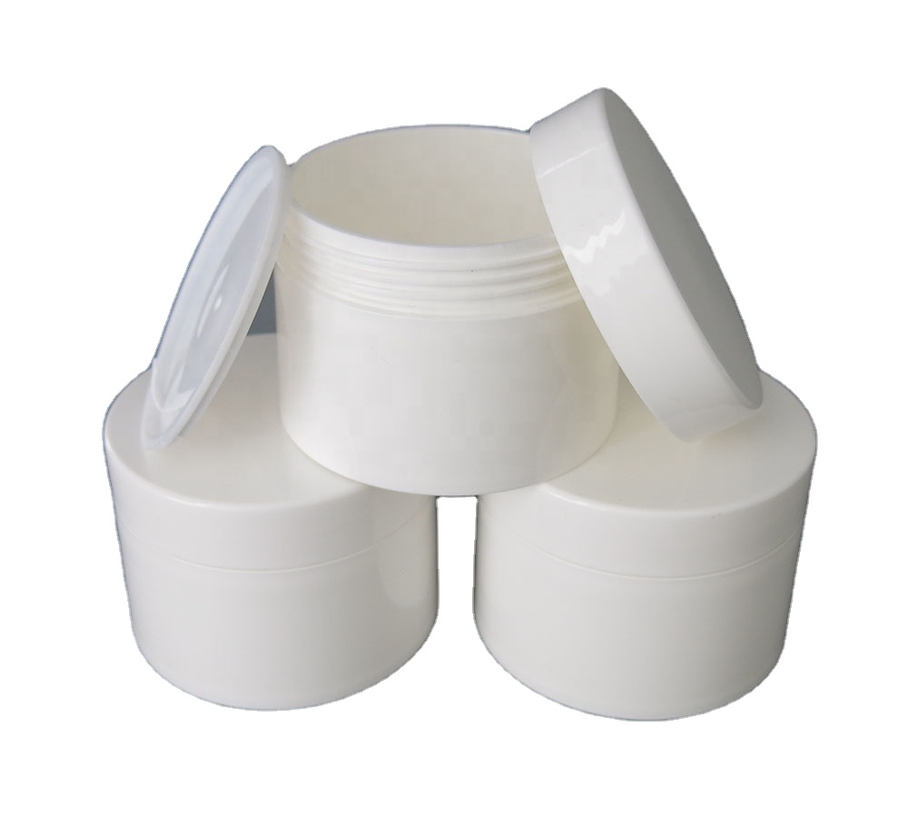 Big glossy white empty cosmetic cream jars 100ml