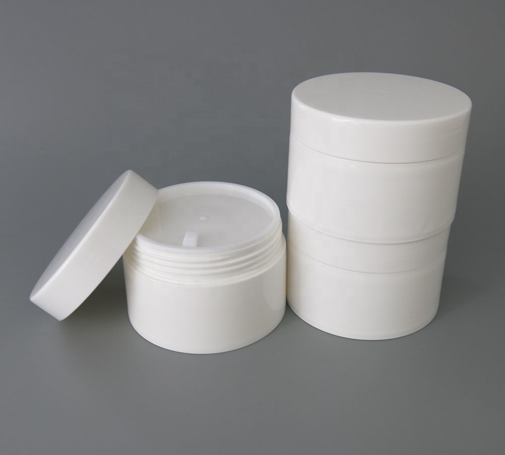 Big glossy white empty cosmetic cream jars 100ml