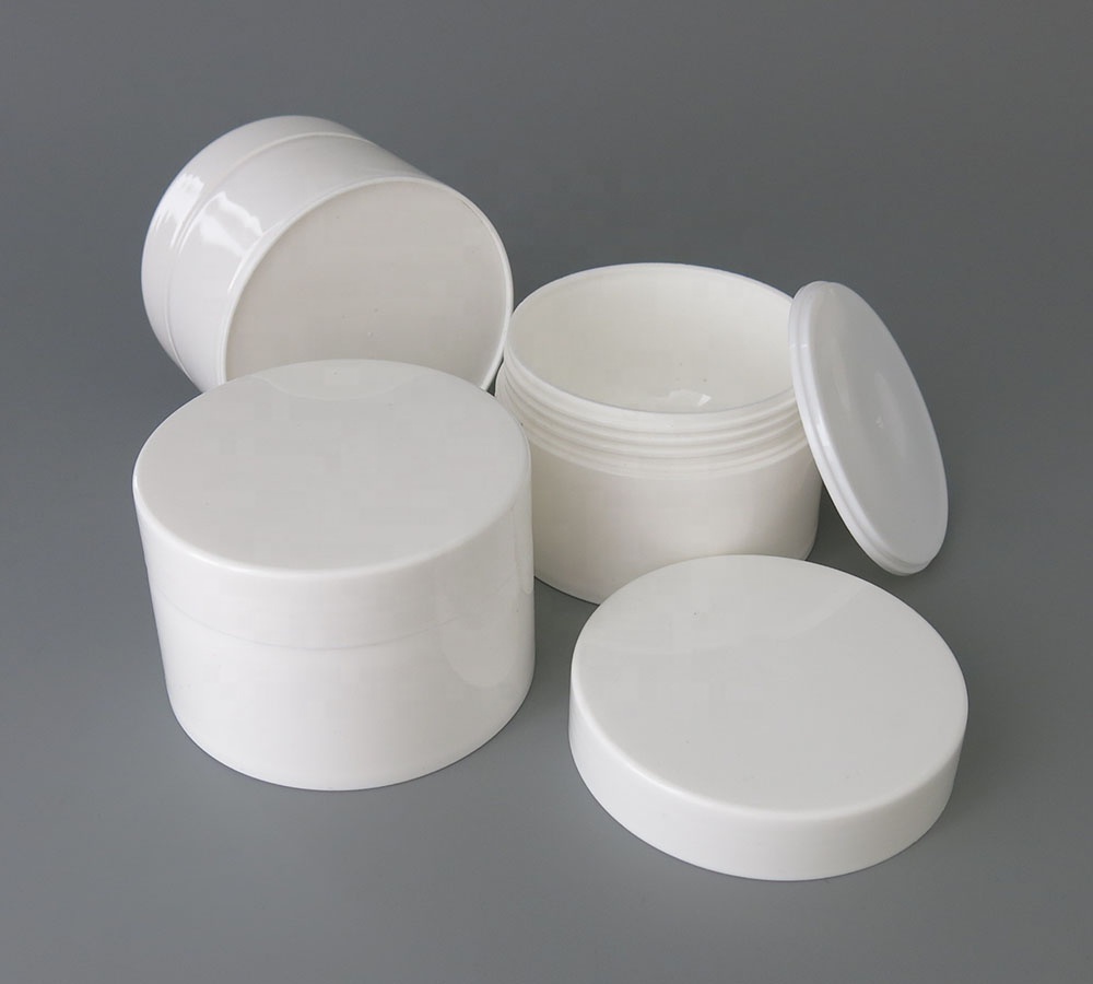 Big glossy white empty cosmetic cream jars 100ml