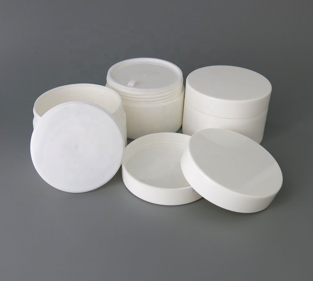 Big glossy white empty cosmetic cream jars 100ml