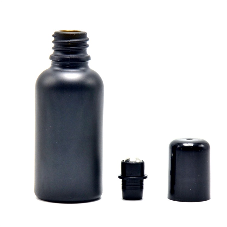 Big quantity cheap price frosted glass black essential oil bottle