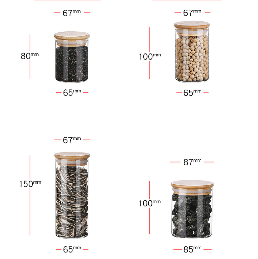 Big size Square Airtight Borosilicate Food Container Glass jars with Bamboo Lid