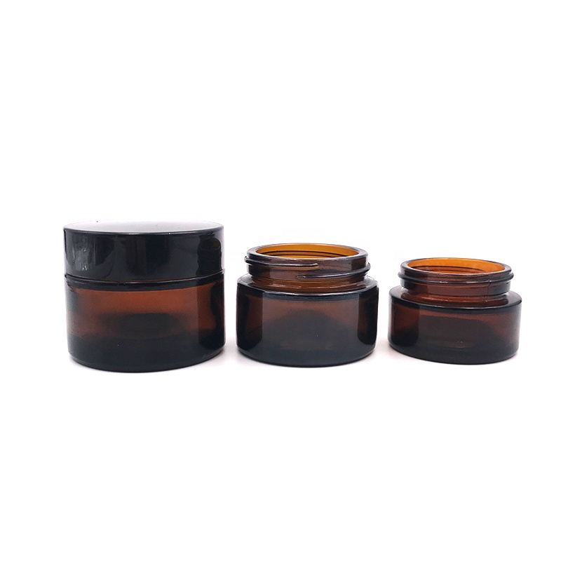 Big size amber cosmetic cream container 10g 15g 20g 30g 50g 100g 200G 240G round glass jar with screw lid
