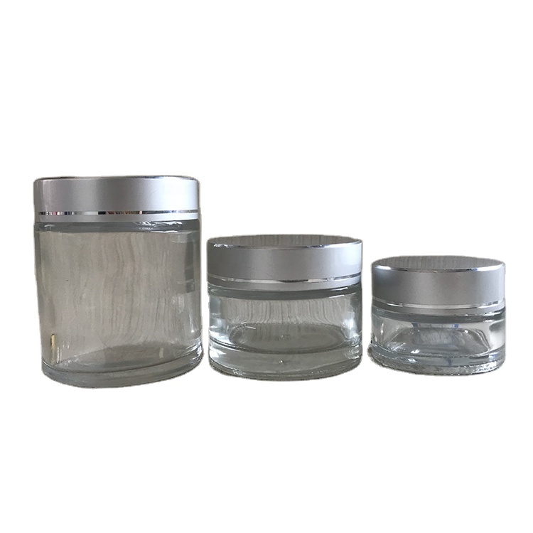 Big size clear glass jar 1oz 3oz 6 oz 12 oz 16oz 26oz Glass Jar with Lids Food Storage Jar cosmetic container