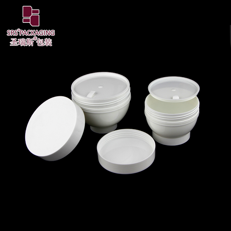 Big sizes plastic cosmetic packaging 100ml 200ml 250ml double wall cream jar made of PP