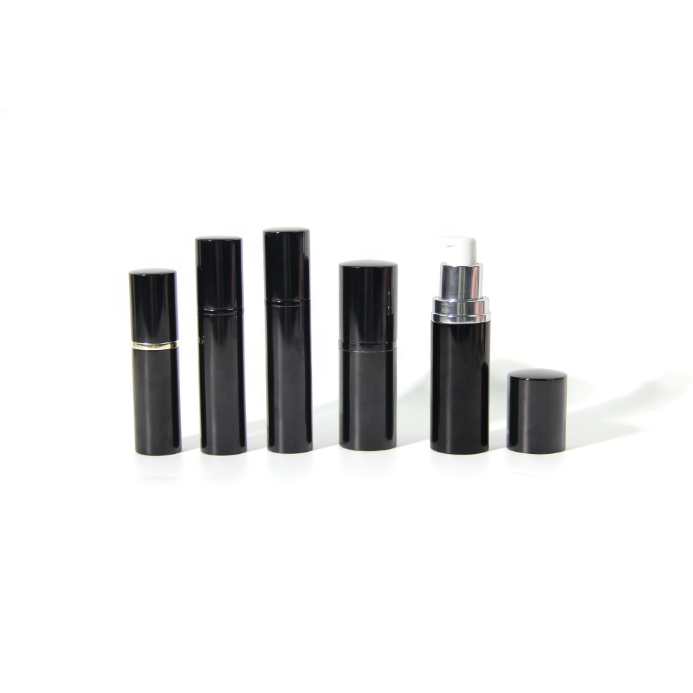 Biodegradable 10ml 12ml 15ml matte black cosmetic aluminum lotion bottles