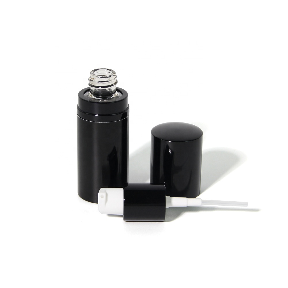 Biodegradable 10ml 12ml 15ml matte black cosmetic aluminum lotion bottles