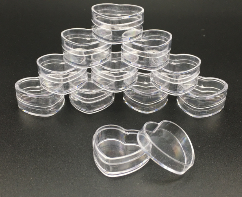 Biodegradable Clear Heart Shape Cosmetic Containers Volume 4g Plastic Type Cream Bottle Jar Food Grade Cosmetic Trial Pack