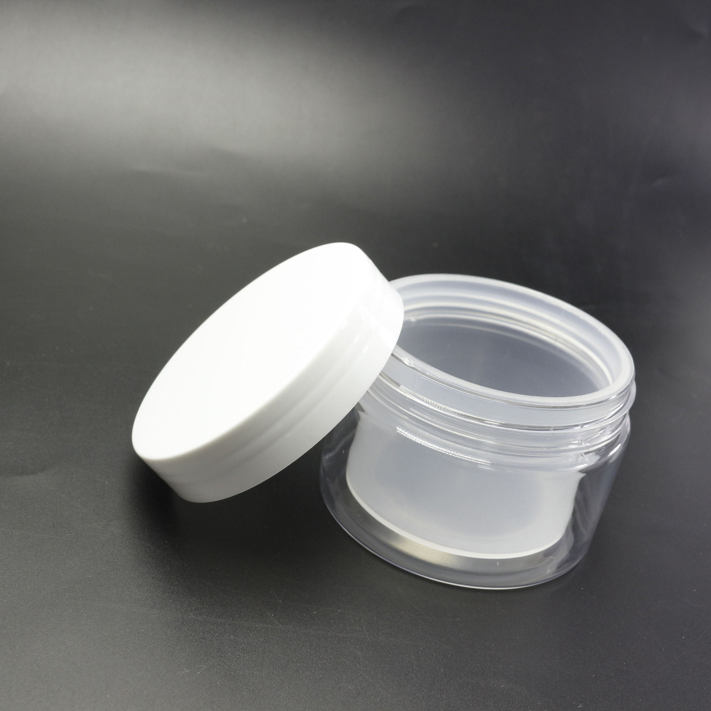 Biodegradable PET Plastic Double Wall Layers 80g 100g 150g 200g Face Cream Sleeping Hair Cream Jar PL-413K