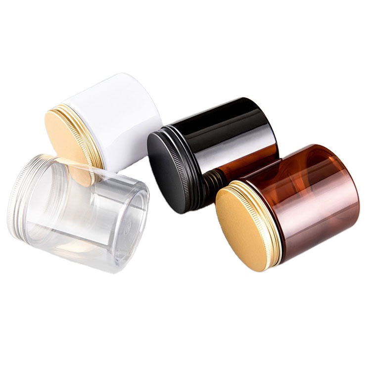 Biodegradable Recycle 300g 350g 400g Clear Plastic Jars Gold Lids Protein Powder Container