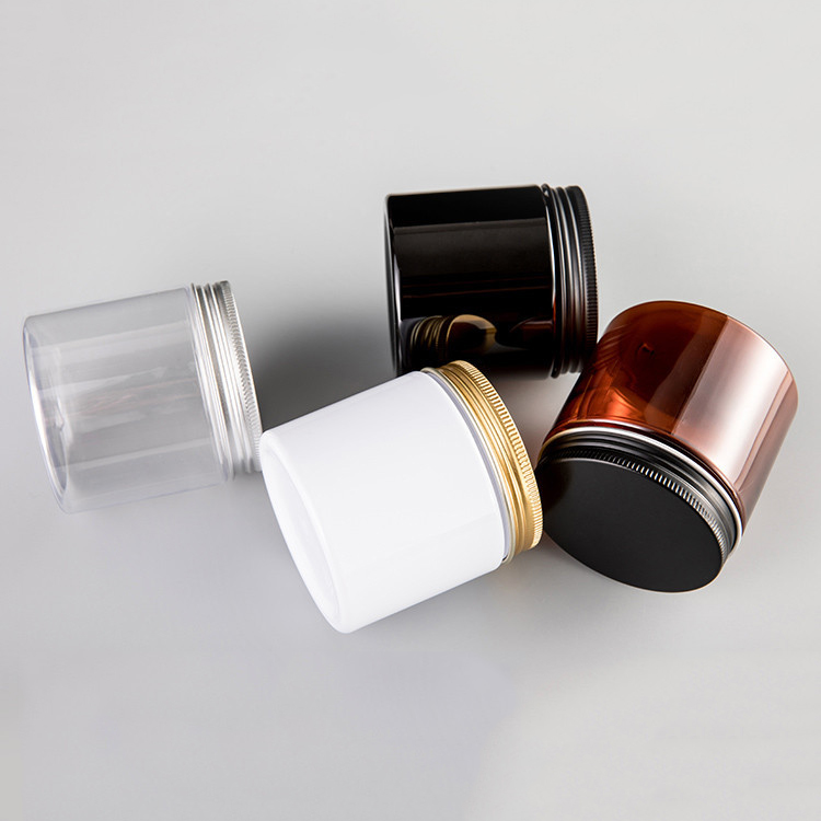 Biodegradable Recycle 300g 350g 400g Clear Plastic Jars Gold Lids Protein Powder Container