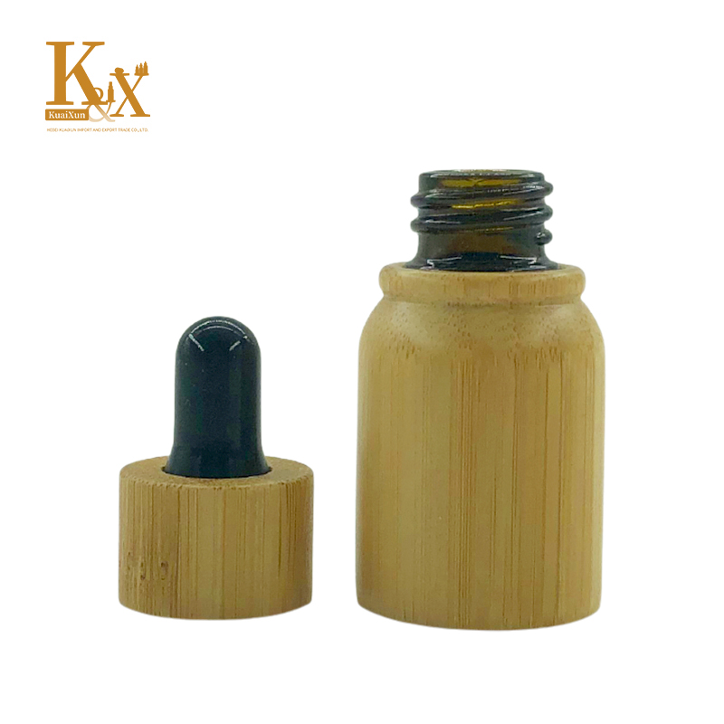 Biodegradable bamboo cosmetic packaging 5ml 10ml 15ml 20ml 30ml 50ml 100ml bamboo glass essential oil dropper bottle