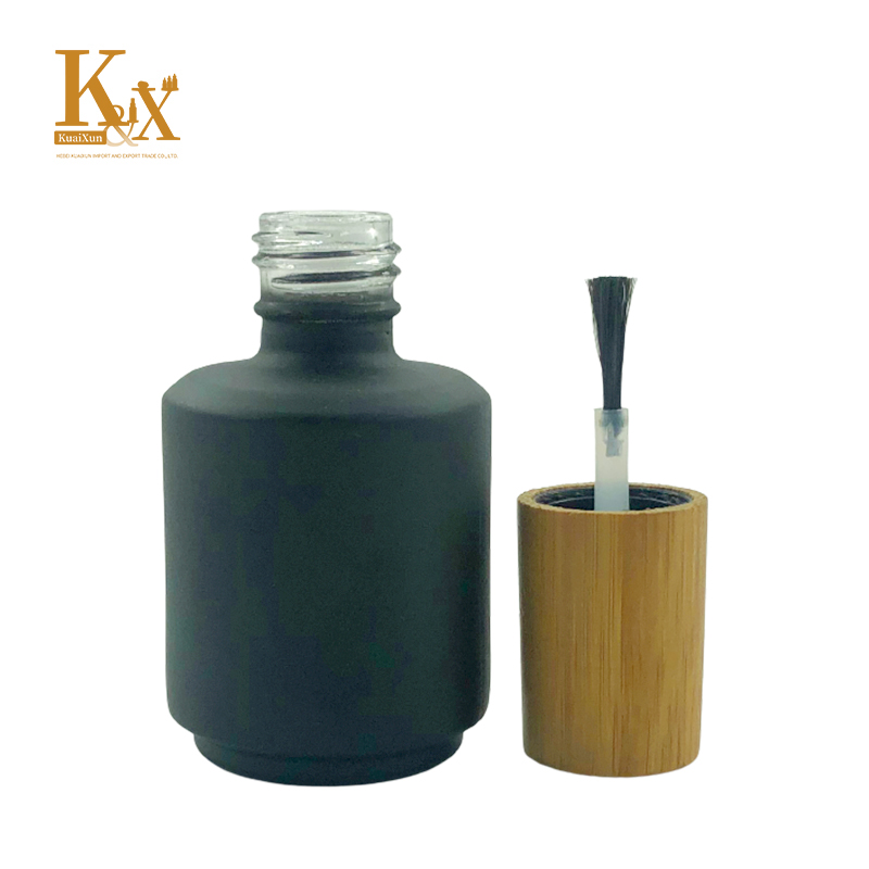 Biodegradable bamboo cosmetic packaging custom logo 5ml 10ml nature clear empty luxury glass nail polish bottle with bamboo lid