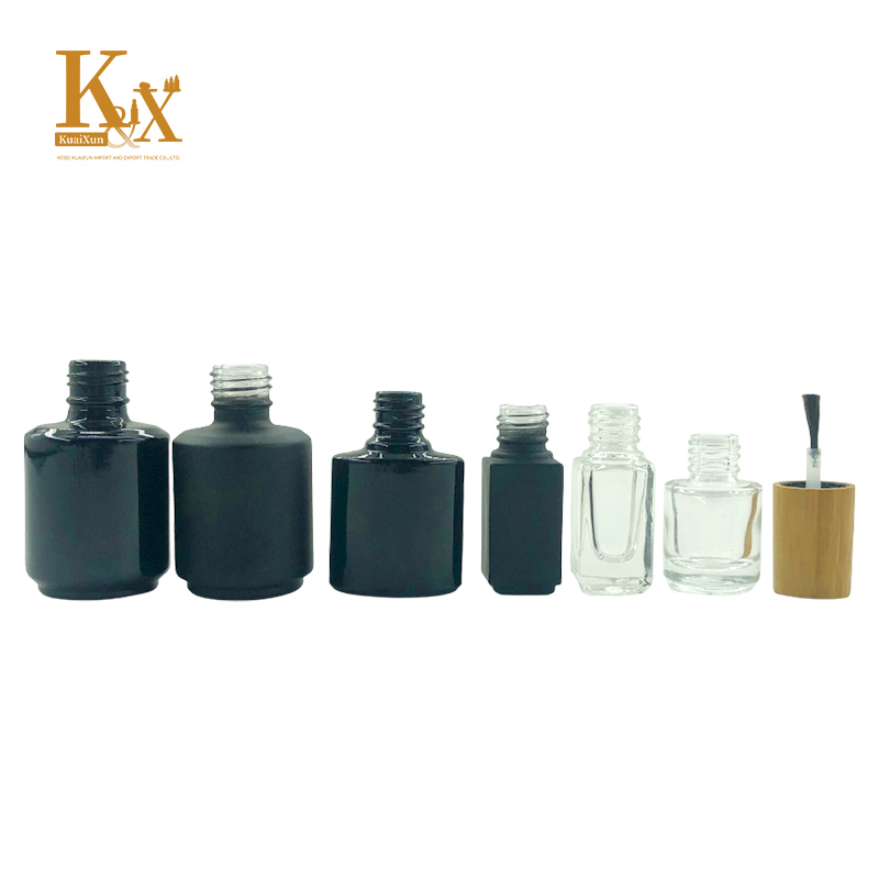 Biodegradable bamboo cosmetic packaging custom logo 5ml 10ml nature clear empty luxury glass nail polish bottle with bamboo lid