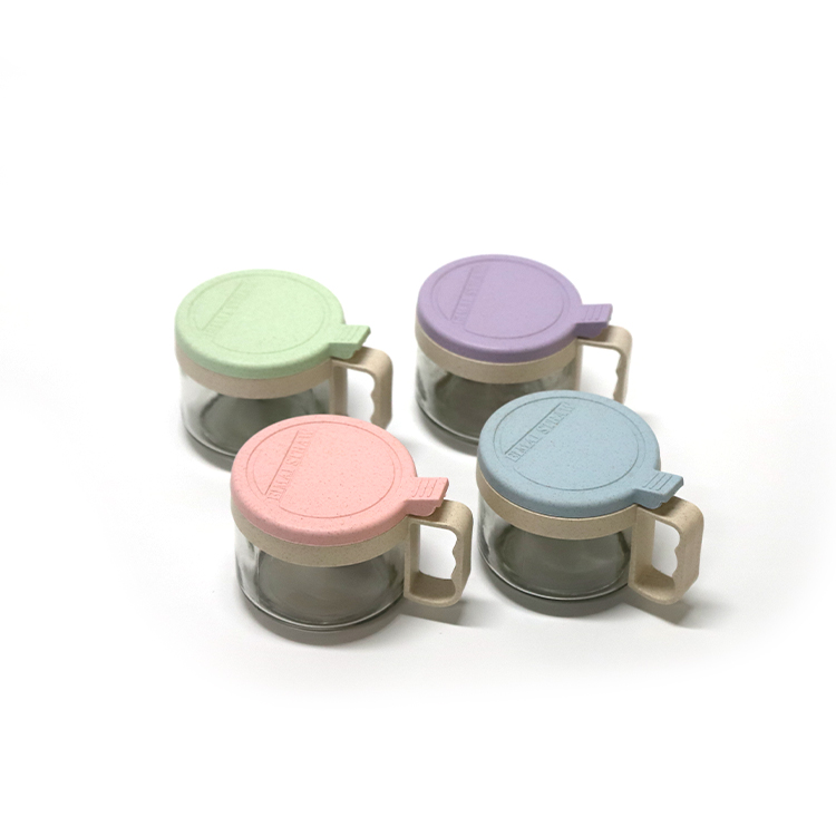 Biodegradable wheat straw fiber kitchen salt and soy sauce seasoning jar tableware combination