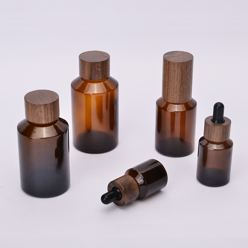 Biodegradable wooden cream bottles natural luxury bamboo cosmetic packaging