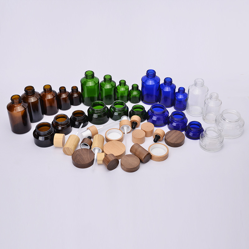 Biodegradable wooden cream bottles natural luxury bamboo cosmetic packaging