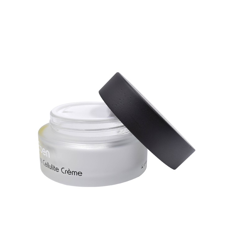 Biodegradable wooden lid cosmetic cream empty jar 100g 120g 200g large volume frosted glass jar for cosmetic usage
