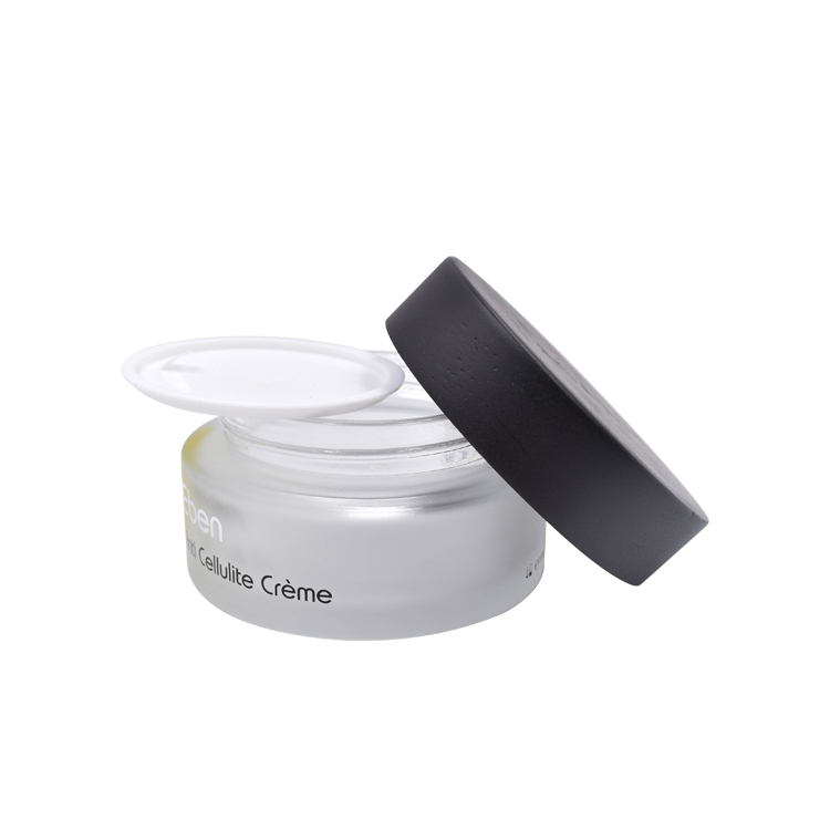 Biodegradable wooden lid cosmetic cream empty jar 100g 120g 200g large volume frosted glass jar for cosmetic usage