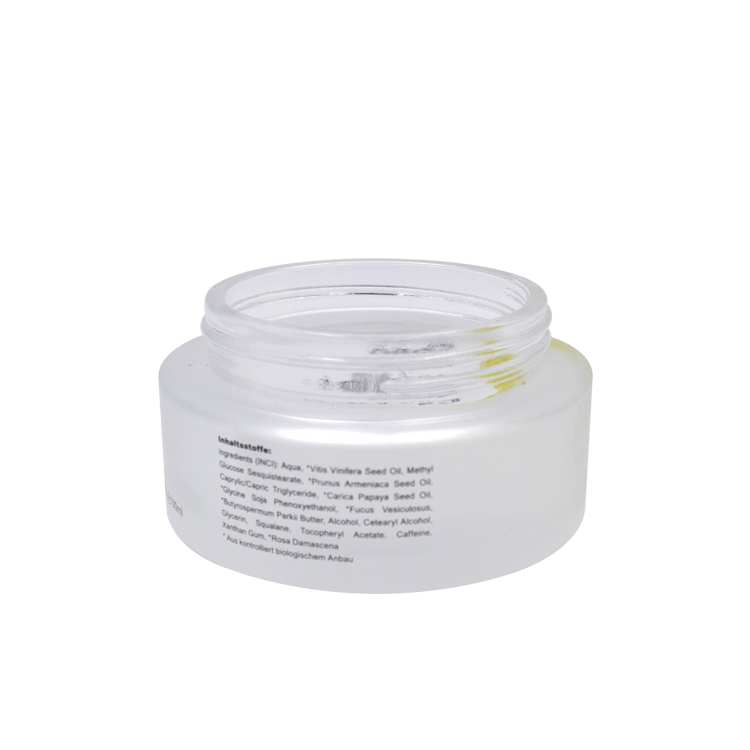 Biodegradable wooden lid cosmetic cream empty jar 100g 120g 200g large volume frosted glass jar for cosmetic usage